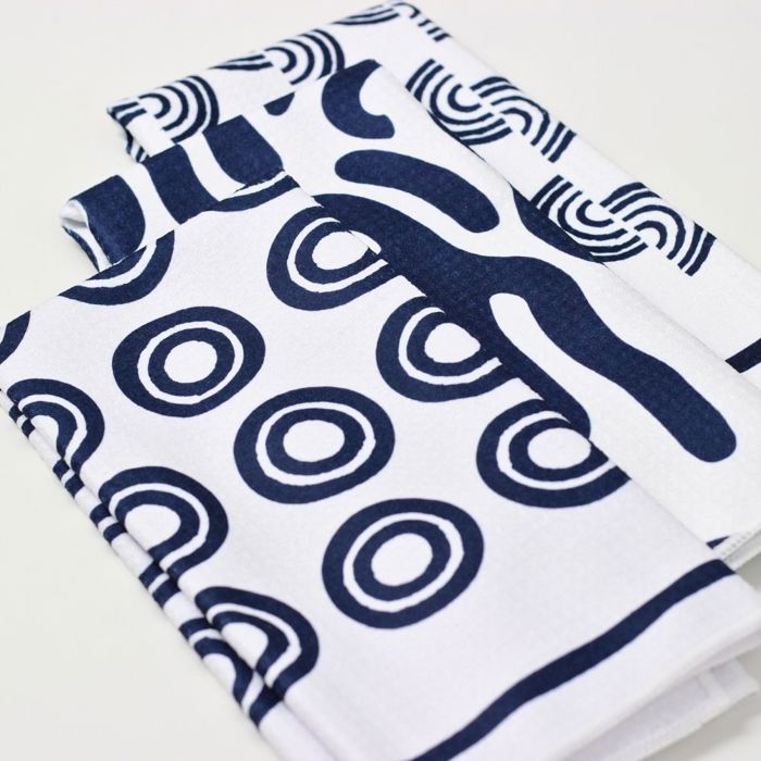 Blue Swirl Dish Towel Trio - 3pk - 16''x24''