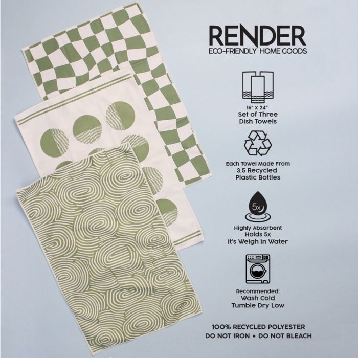 Matcha Green Dish Towel Trio - 3pk - 16''x24''