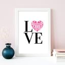 4x6" Love - Portrait 4x6" Paw Print Heart Shaped Wall Art UNFRAMED