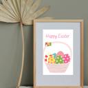 5 x 7  Easter Basket & Eggs  Easter Art Prints - Eggs and Bunnies