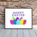 5 x 7 Hoppy Easter Bright Eggs Landscape  Easter Art Prints - Eggs and Bunnies