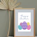 5 x 7 Hoppy Easter Pastel Eggs Portrait Easter Art Prints - Eggs and Bunnies