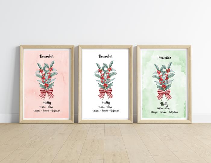 Birth Month Flower Bunch Wall Art Print