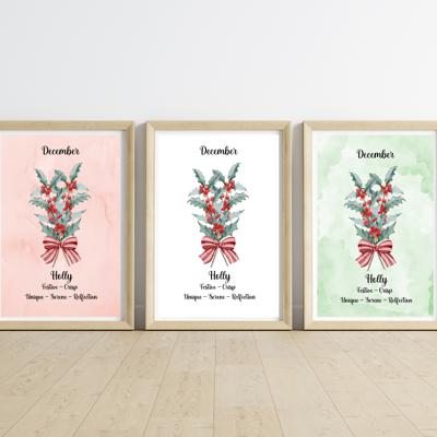 Birth Month Flower Bunch Wall Art Print