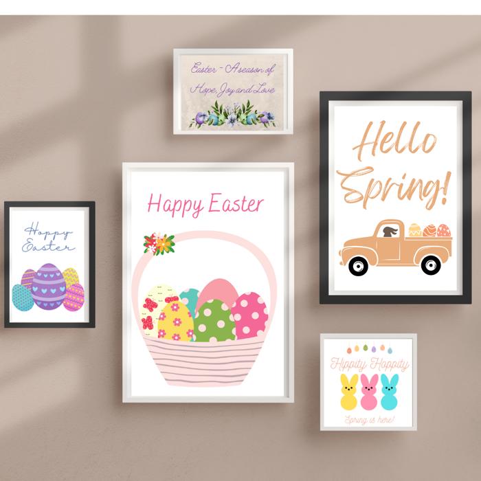 Easter Art Prints - Eggs and Bunnies