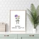  "Tied the Knot" Couple's Custom Birth Month Flower Wedding Marriage Print