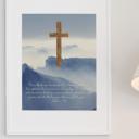 8x10 John 3:16 Cross Cloud Mountains Gray Faith Based Art Prints - Unframed