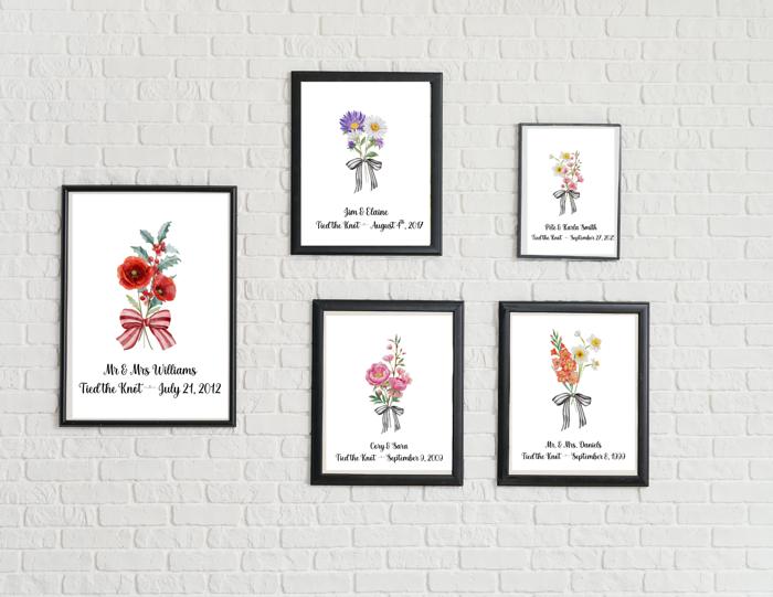"Tied the Knot" Couple's Custom Bouquet Print