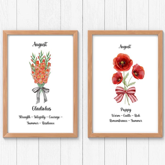 Birth Month Flower Bunch Wall Art Print