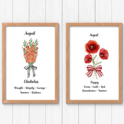 Birth Month Flower Bunch Wall Art Print