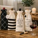  Linen Wine Bag with Drawstring Holder