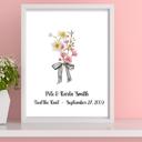  "Tied the Knot" Couple's Custom Birth Month Flower Wedding Marriage Print