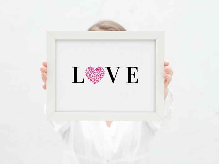 Paw Print Heart Shaped Wall Art UNFRAMED