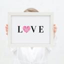 4x6" Love - Landscape 4x6" Paw Print Heart Shaped Wall Art UNFRAMED