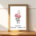  "Tied the Knot" Couple's Custom Birth Month Flower Wedding Marriage Print