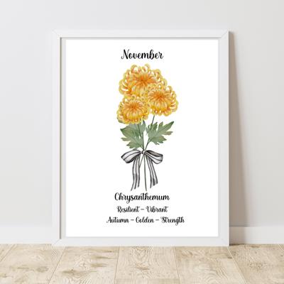 Birth Month Flower Bunch Wall Art Print