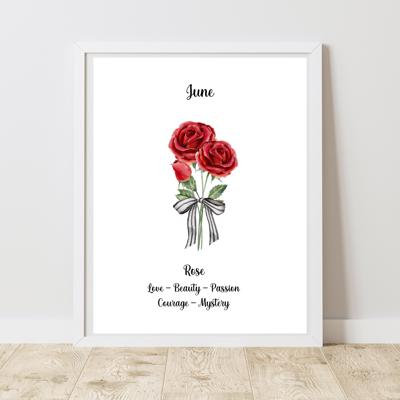 Birth Month Flower Bunch Wall Art Print