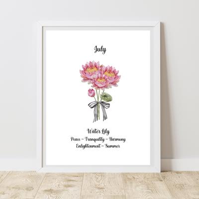 Birth Month Flower Bunch Wall Art Print