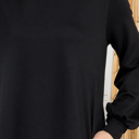 Medium Black LONG PUFF SLEEVE FRENCH TERRY DRESS WITH POCKETS