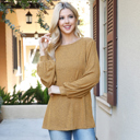 Small Mustard BOAT NECKLINE PUFF SLEEVE HACCI BRUSHED TOP