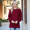 Small Ruby Dk BOAT NECKLINE PUFF SLEEVE HACCI BRUSHED TOP