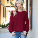 Small Ruby Dk BOAT NECKLINE PUFF SLEEVE HACCI BRUSHED TOP