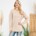 Small Stone FRENCH TERRY PLEATED SLEEVE TOP