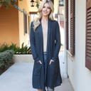  LONG SLEEVE OPEN FRONT POCKET CARDIGAN