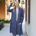  LONG SLEEVE OPEN FRONT POCKET CARDIGAN