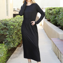  ELASTIC WAIST MAXI DRESS WITH POCKETS