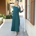  ELASTIC WAIST MAXI DRESS WITH POCKETS