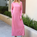  ELASTIC WAIST MAXI DRESS WITH POCKETS