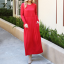  ELASTIC WAIST MAXI DRESS WITH POCKETS