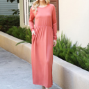  ELASTIC WAIST MAXI DRESS WITH POCKETS