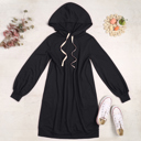  FRENCH TERRY PUFF SLEEVE HOODIE DRESS WITH POCKETS