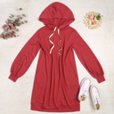 Small Marsala FRENCH TERRY PUFF SLEEVE HOODIE DRESS WITH POCKETS