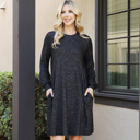  PUFF LONG SLEEVE HACCI BRUSHED DRESS WITH POCKETS