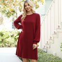  PUFF LONG SLEEVE HACCI BRUSHED DRESS WITH POCKETS