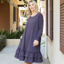  DOUBLE RUFFLED HEM WOVEN DRESS WITH POCKETS