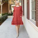  DOUBLE RUFFLED HEM WOVEN DRESS WITH POCKETS