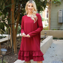  DOUBLE RUFFLED HEM WOVEN DRESS WITH POCKETS