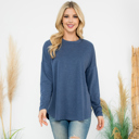  LONG SLEEVE FRENCH TERRY ROUNDED HEM TOP