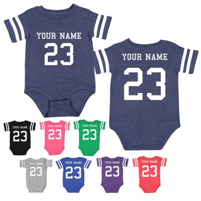 Personalized Football Jersey Bodysuit for Babies with Front & Back Printing