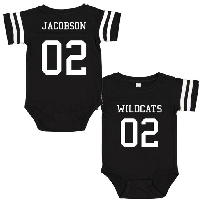 Personalized Football Jersey Bodysuit for Babies with Front & Back Printing