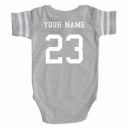 12M Gray Personalized Football Jersey Bodysuit for Babies with Front & Back Printing