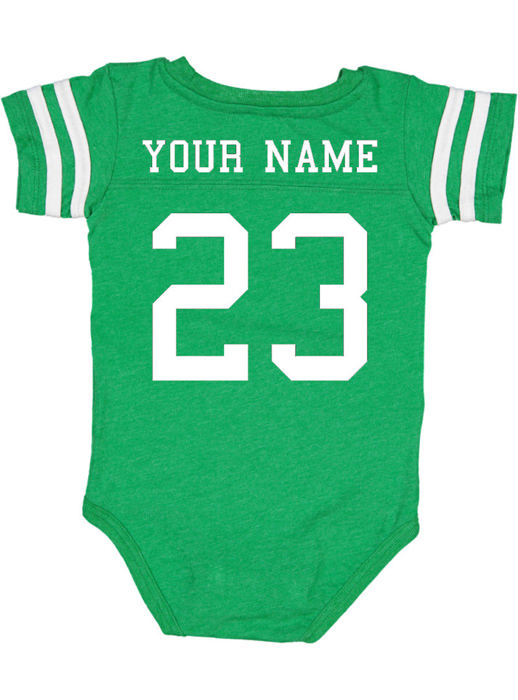Personalized Football Jersey Bodysuit for Babies with Front & Back Printing
