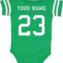 3M Green Personalized Football Jersey Bodysuit for Babies with Front & Back Printing