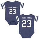 24M Navy Personalized Football Jersey Bodysuit for Babies with Front & Back Printing