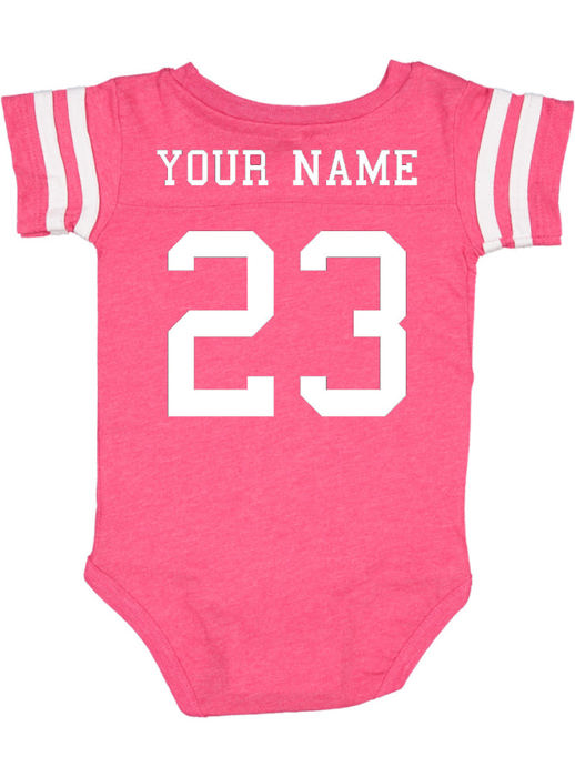 Personalized Football Jersey Bodysuit for Babies with Front & Back Printing