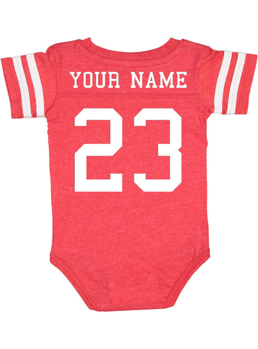 Personalized Football Jersey Bodysuit for Babies with Front & Back Printing